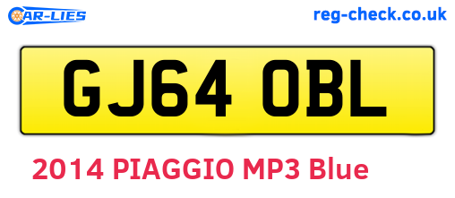 GJ64OBL are the vehicle registration plates.