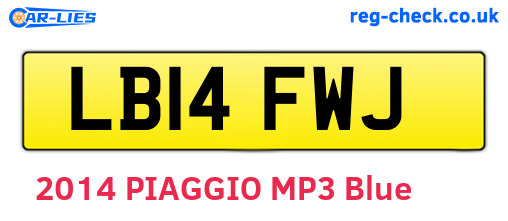 LB14FWJ are the vehicle registration plates.