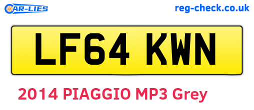 LF64KWN are the vehicle registration plates.