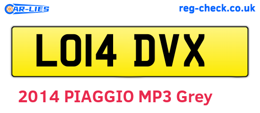 LO14DVX are the vehicle registration plates.