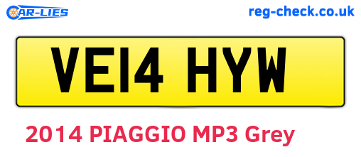VE14HYW are the vehicle registration plates.