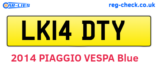 LK14DTY are the vehicle registration plates.