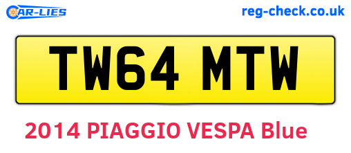 TW64MTW are the vehicle registration plates.