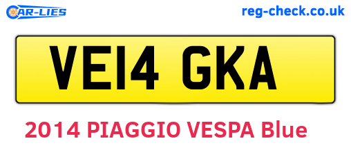VE14GKA are the vehicle registration plates.
