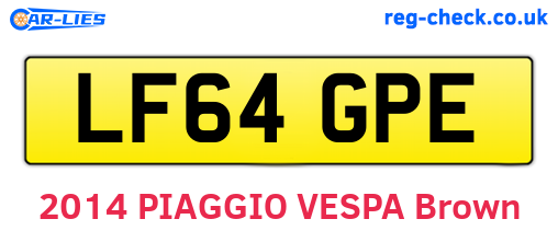 LF64GPE are the vehicle registration plates.