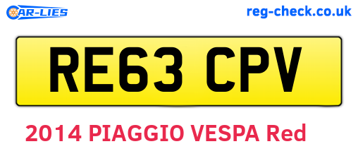 RE63CPV are the vehicle registration plates.