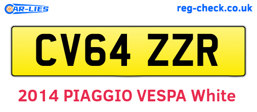 CV64ZZR are the vehicle registration plates.