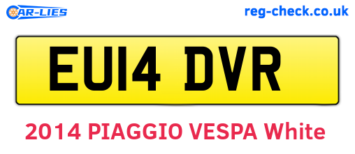 EU14DVR are the vehicle registration plates.