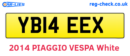 YB14EEX are the vehicle registration plates.