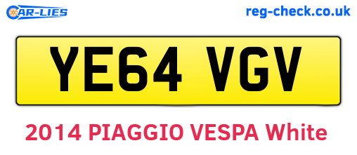 YE64VGV are the vehicle registration plates.