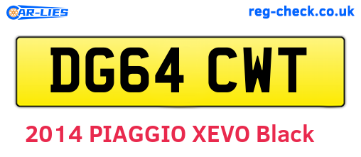 DG64CWT are the vehicle registration plates.