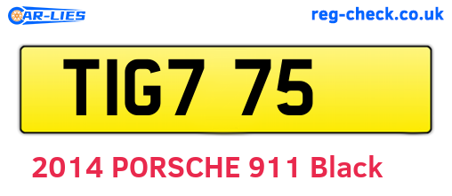 TIG775 are the vehicle registration plates.