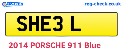 SHE3L are the vehicle registration plates.