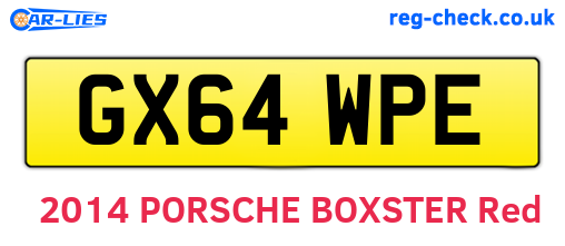 GX64WPE are the vehicle registration plates.