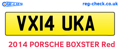 VX14UKA are the vehicle registration plates.
