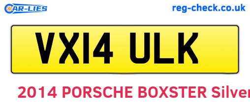 VX14ULK are the vehicle registration plates.