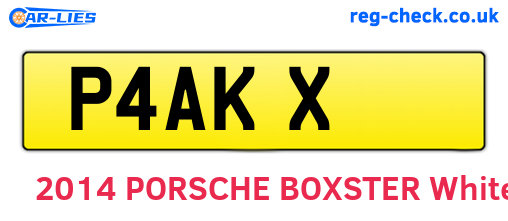 P4AKX are the vehicle registration plates.