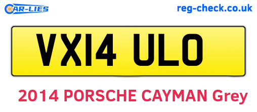 VX14ULO are the vehicle registration plates.