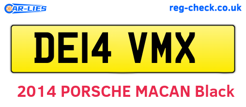 DE14VMX are the vehicle registration plates.