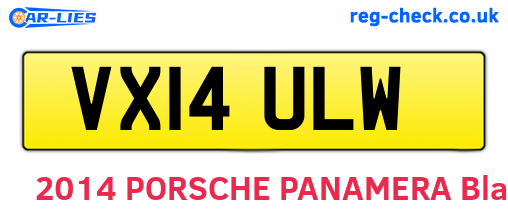VX14ULW are the vehicle registration plates.