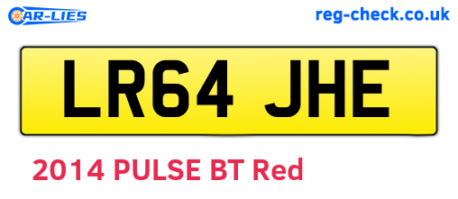 LR64JHE are the vehicle registration plates.