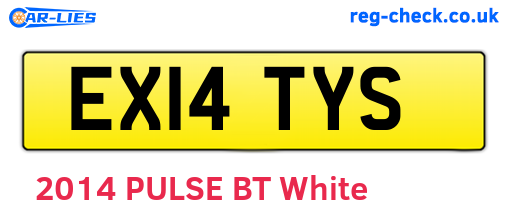EX14TYS are the vehicle registration plates.