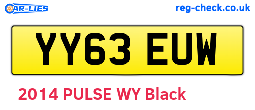 YY63EUW are the vehicle registration plates.
