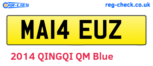 MA14EUZ are the vehicle registration plates.