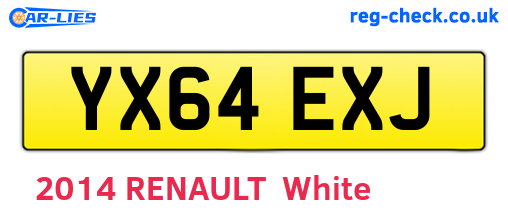 YX64EXJ are the vehicle registration plates.