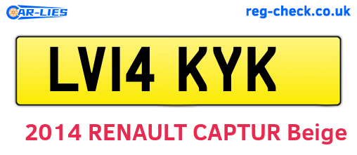 LV14KYK are the vehicle registration plates.