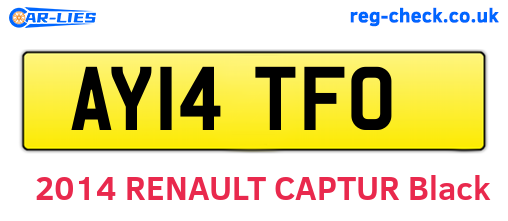 AY14TFO are the vehicle registration plates.