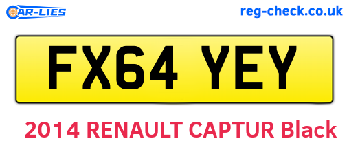 FX64YEY are the vehicle registration plates.