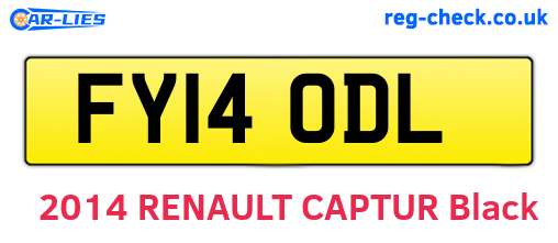 FY14ODL are the vehicle registration plates.