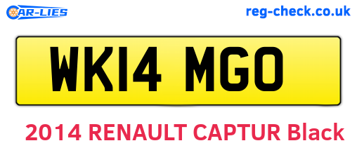 WK14MGO are the vehicle registration plates.
