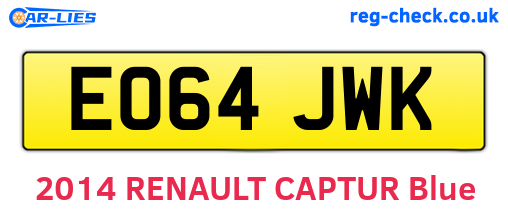 EO64JWK are the vehicle registration plates.