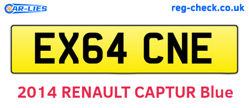 EX64CNE are the vehicle registration plates.