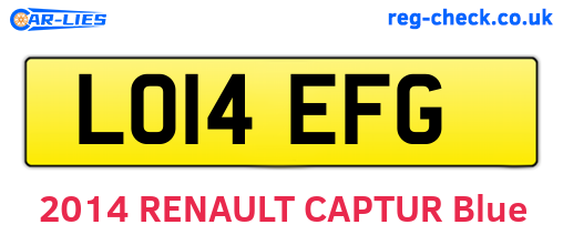 LO14EFG are the vehicle registration plates.