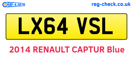 LX64VSL are the vehicle registration plates.