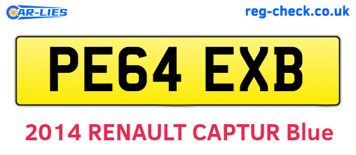 PE64EXB are the vehicle registration plates.