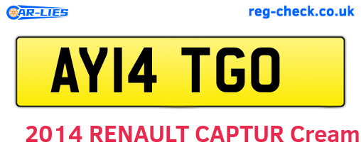 AY14TGO are the vehicle registration plates.