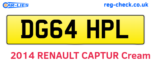 DG64HPL are the vehicle registration plates.