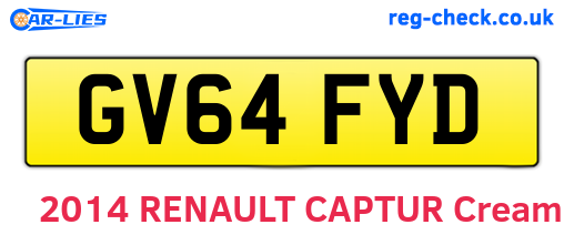 GV64FYD are the vehicle registration plates.