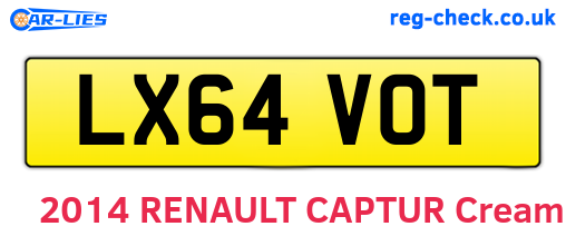 LX64VOT are the vehicle registration plates.