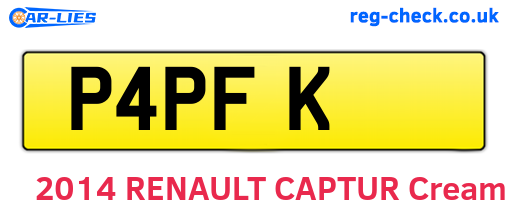 P4PFK are the vehicle registration plates.