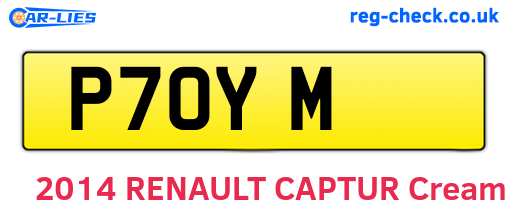 P7OYM are the vehicle registration plates.
