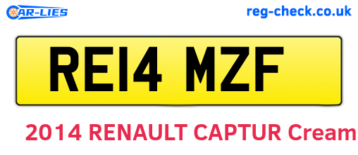 RE14MZF are the vehicle registration plates.
