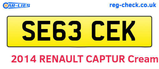 SE63CEK are the vehicle registration plates.