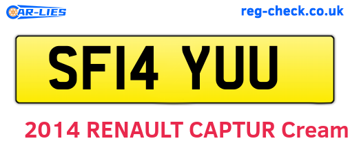 SF14YUU are the vehicle registration plates.