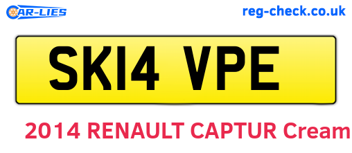 SK14VPE are the vehicle registration plates.