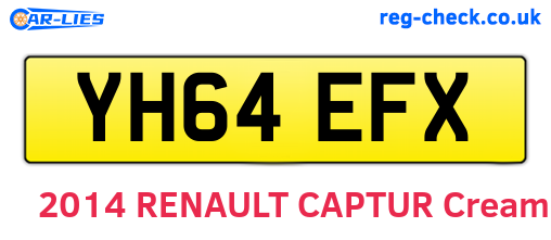 YH64EFX are the vehicle registration plates.